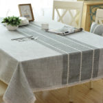 Japanese Solid Color Stripes Cotton and Linen Tablecloth