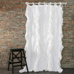 Panel Frill Cotton Curtain - White