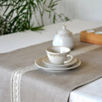 Charcoal French Stripe Linen Table Runner