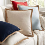 Linen Cushion Cover with Velvet Piping