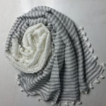 White And Grey Linen Stripe Scarves