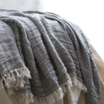 Crushed Linen Throw with Fringes