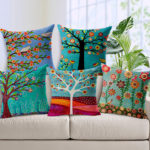 Cotton multi-color tree cushion cover