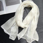 White Scarves Linen Scarf Wraps Capes Hijab