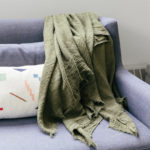 Olive Green Linen Throw